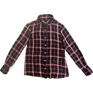 Banana Republic XS Blue/red/white Plaid Long Sleeve Women's Soft